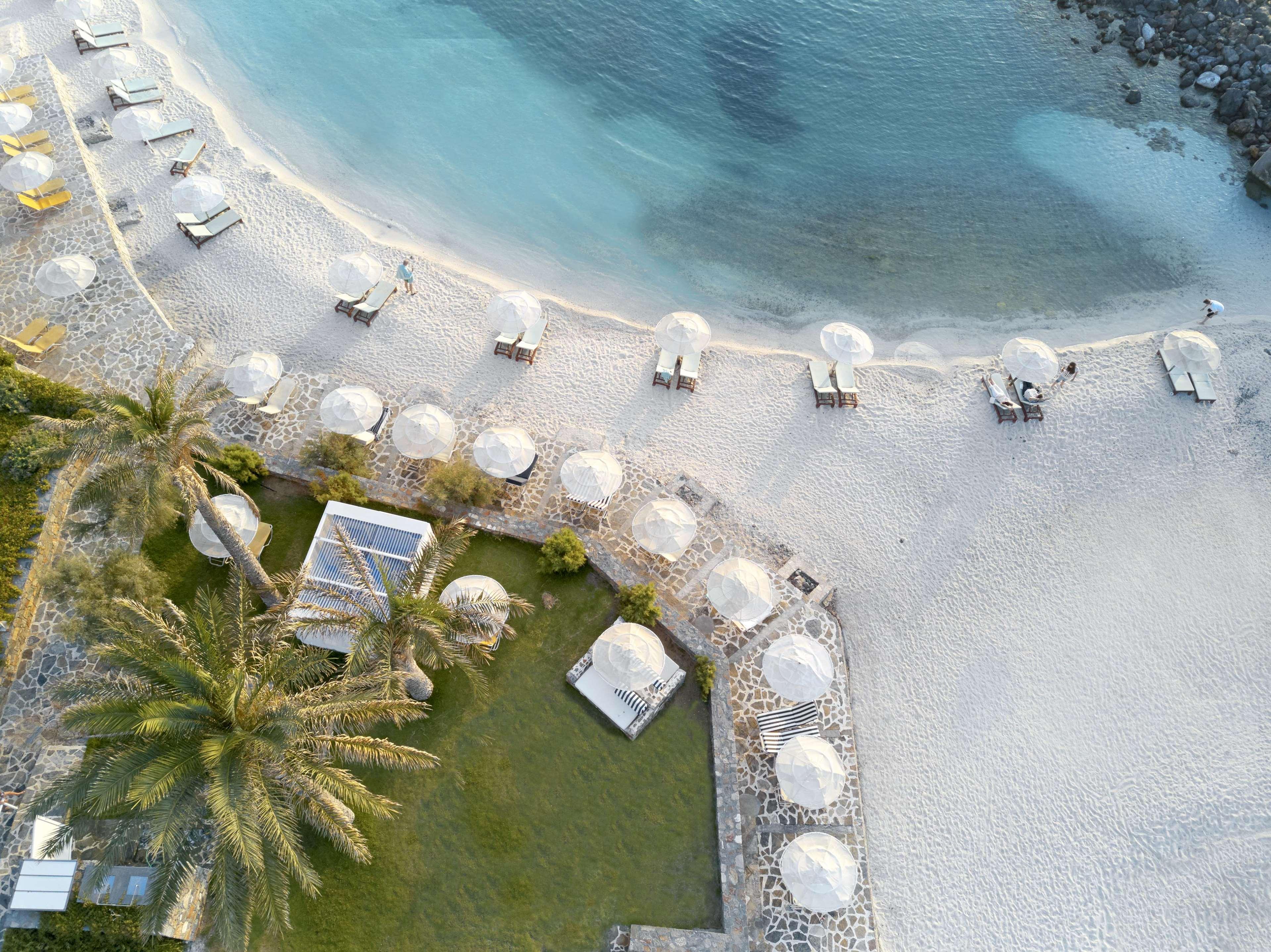 Minos Imperial Luxury Beach Resort & Spa Milatos Zewnętrze zdjęcie Aerial view of the beach at the resort